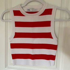 zara striped cropped tank